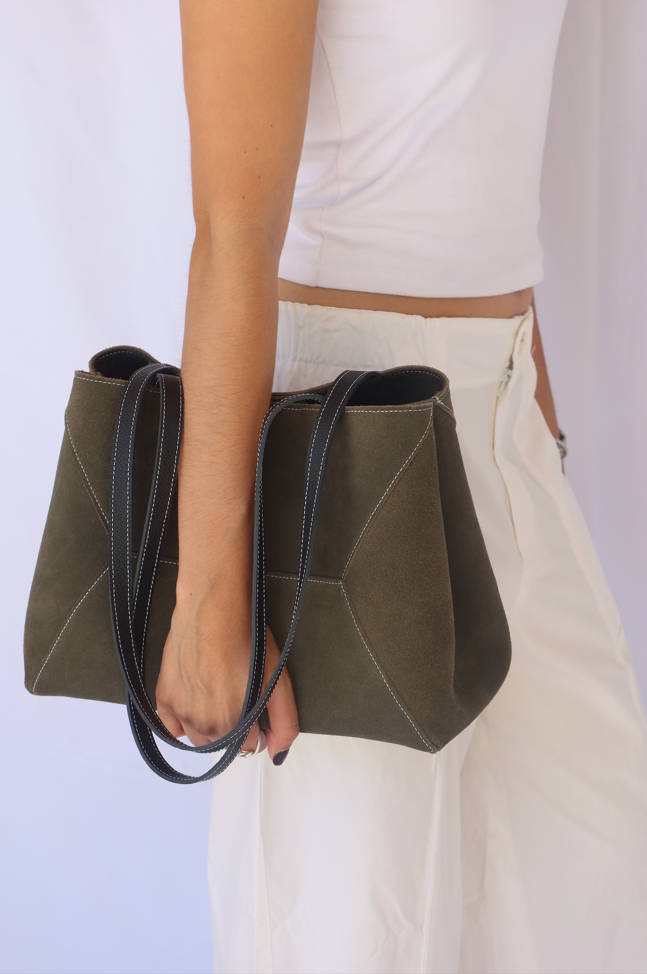 Mini Trazzo Tote Bag Olive