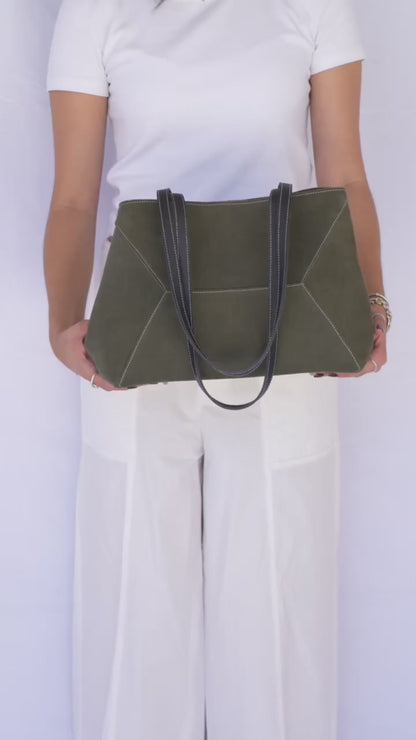 Mini Trazzo Tote Bag Olive